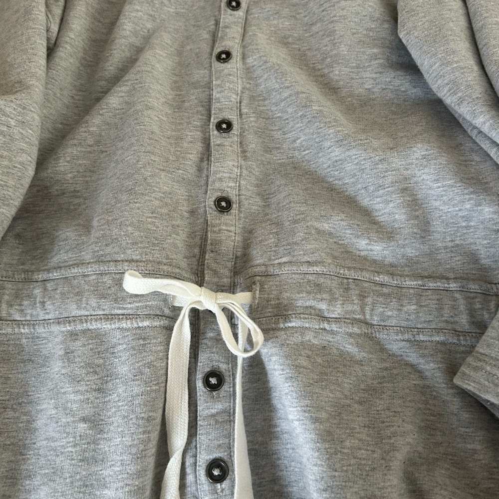 Aerie Weekend Sweatsuit Jumpsuit Gray Drawstring Wide Leg Button Women Size XL - Picture 4 of 10